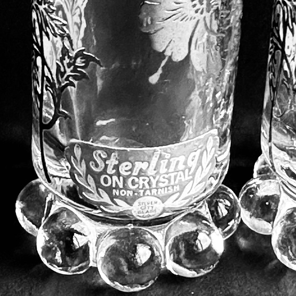 VTG Sterling Silver on Crystal Salt & Pepper Flanders Poppy Flowers 4”H - Picture 2 of 7